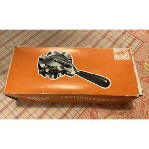 Vintage Italy Rolling Cookie Roller Cutter Metal Wooden Handle 6 Shapes Biscotti